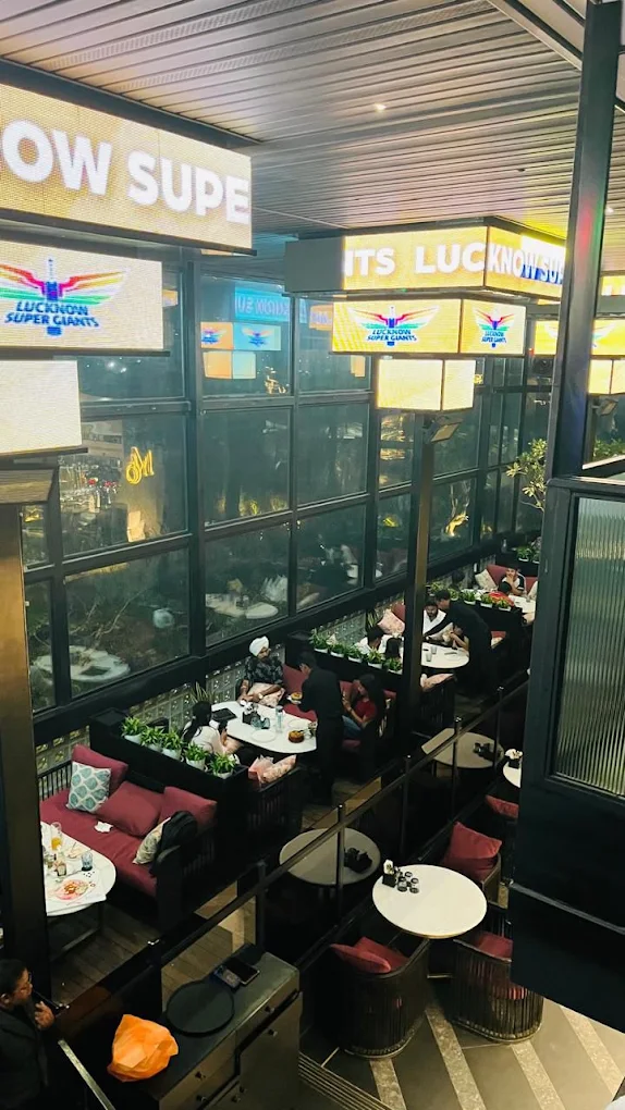 Match night on the terrace — the big screens on and every table taken.